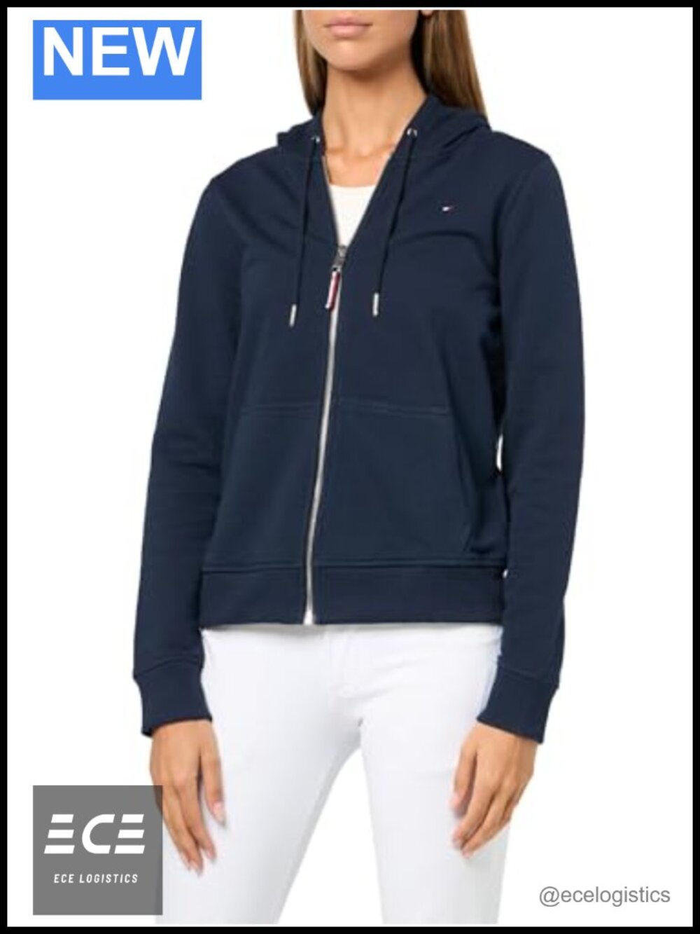 Women's Full Zip Up Hoodie Sweatshirt Embroidered Logo Adjustable Drawstring